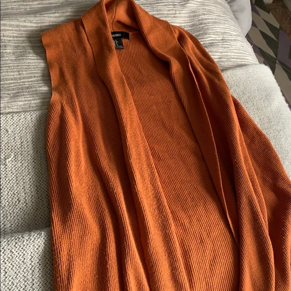 Long orange sweater